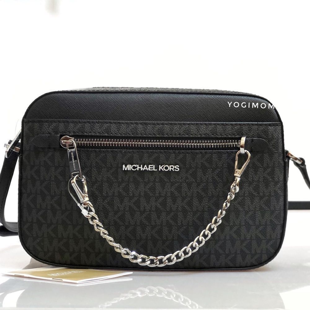 Michael Kors Logo East West MK Chain Xbody Messenger Hand Bag Purse Shoulder